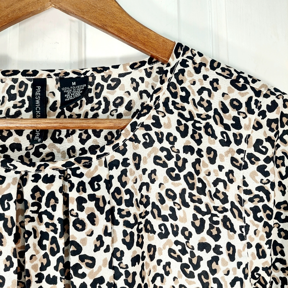 Preswick & Moore Leopard Print Blouse Lightweight Flowy Sz M - Picture 3 of 9